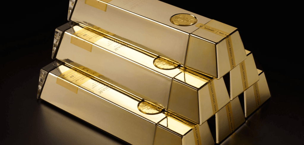 A stack of Gold Bar Whiskey