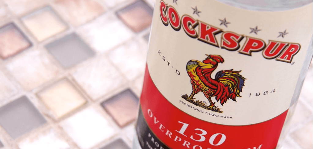 A bottle of Cockspur Rum